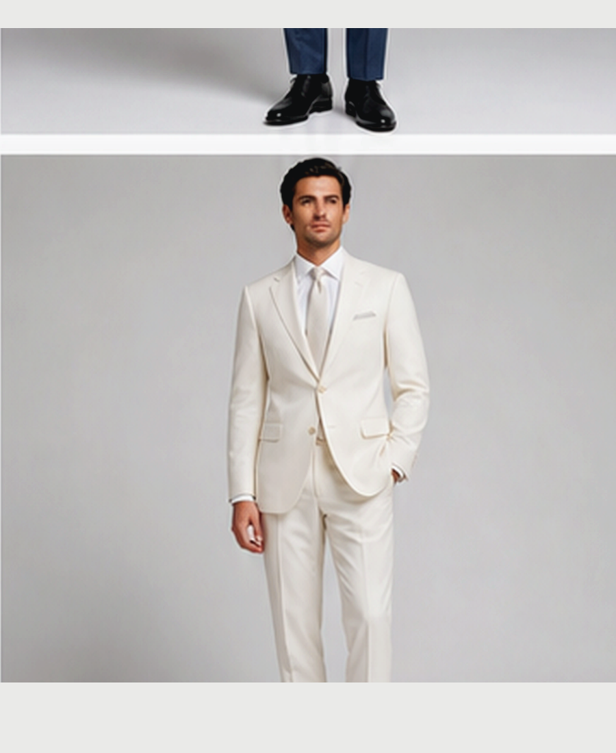 Model wearing Linen Suit Modern Fit