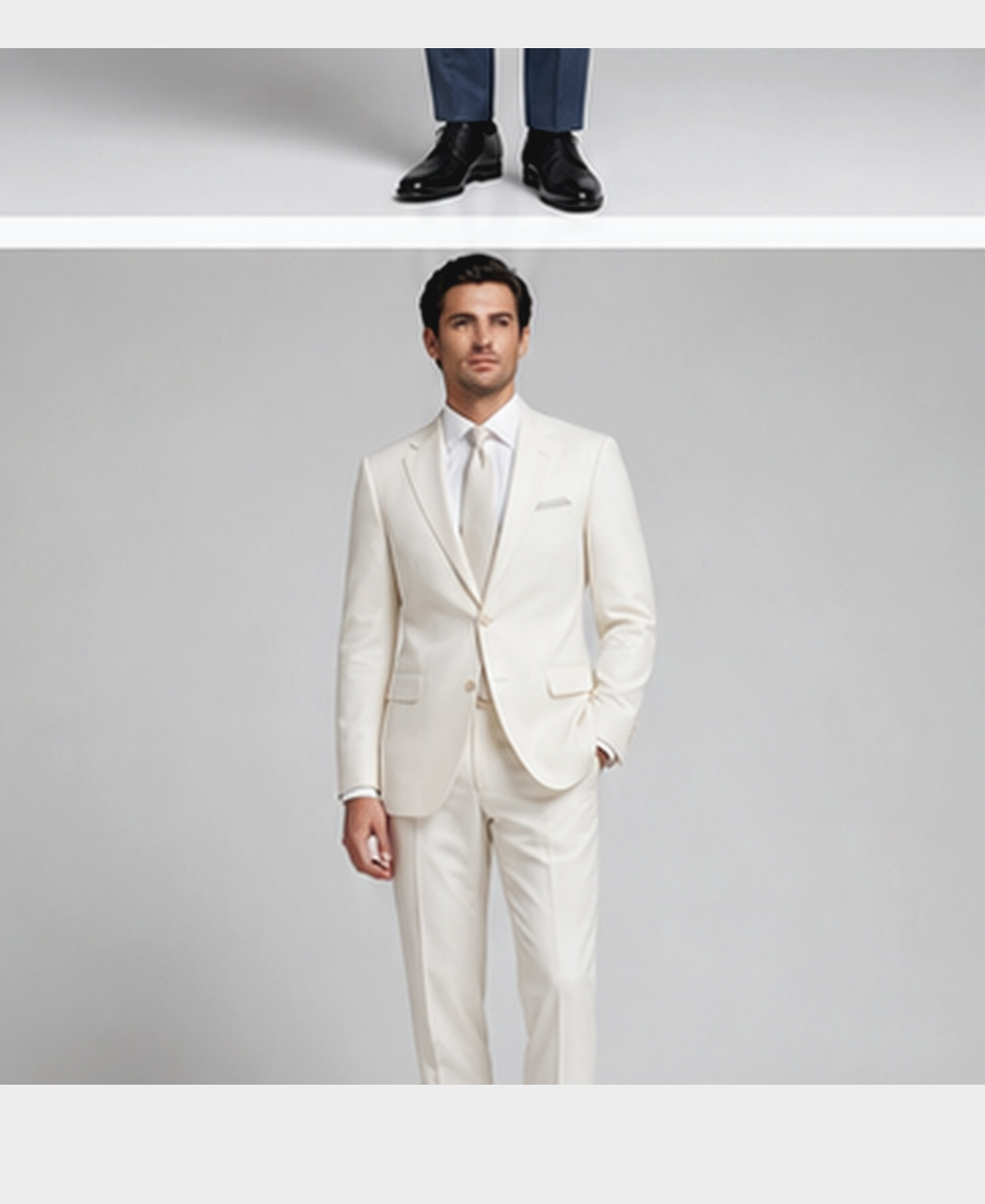 Model wearing Linen Suit Slim Fit