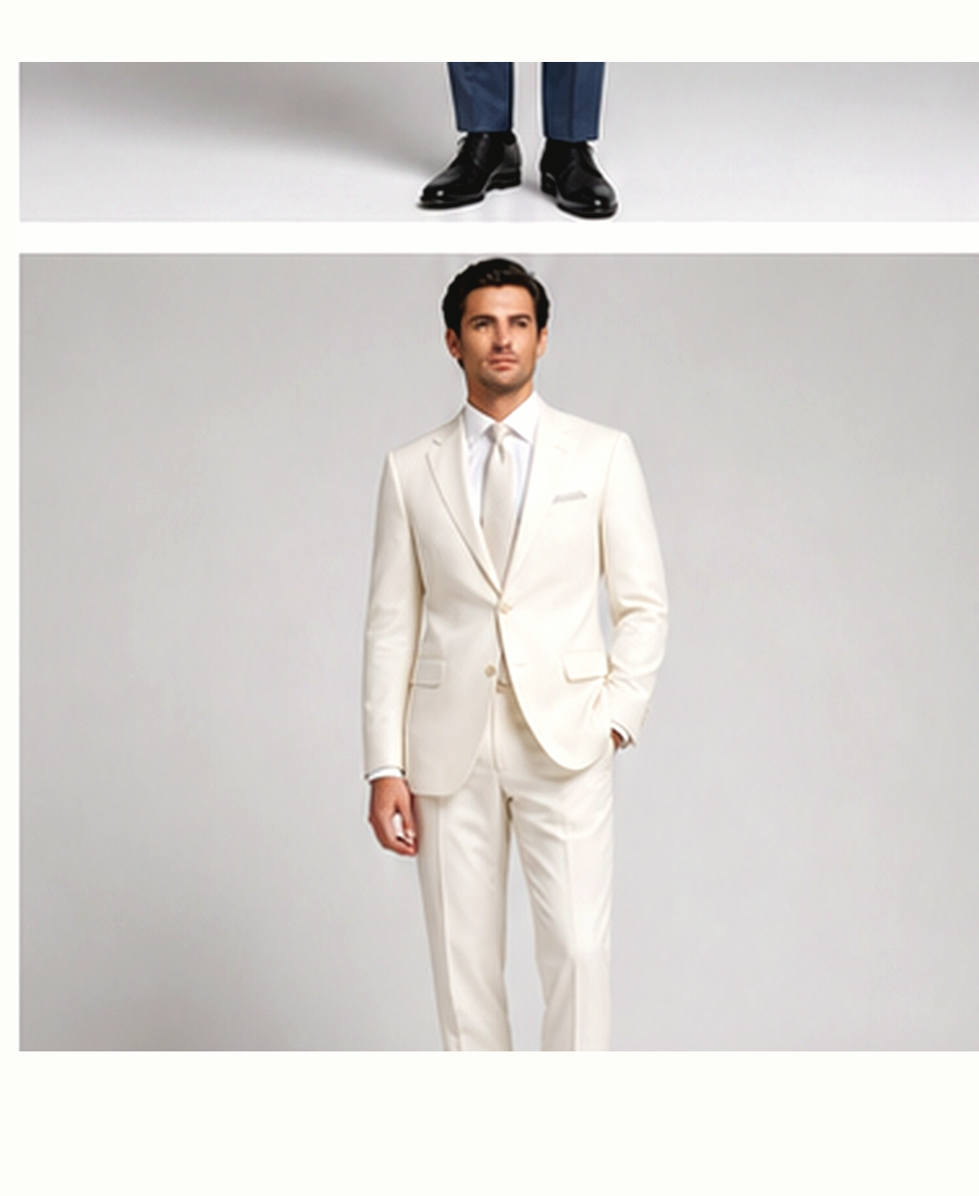 Model wearing Linen Suit Tailored Fit