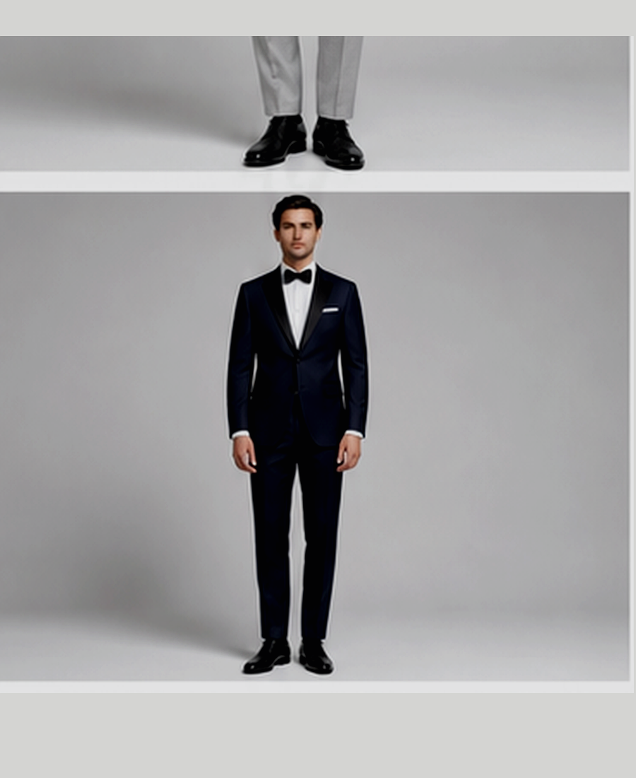 Model wearing Tuxedo Suit Executive