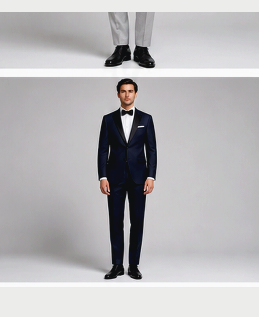 Model wearing Tuxedo Suit Modern Fit