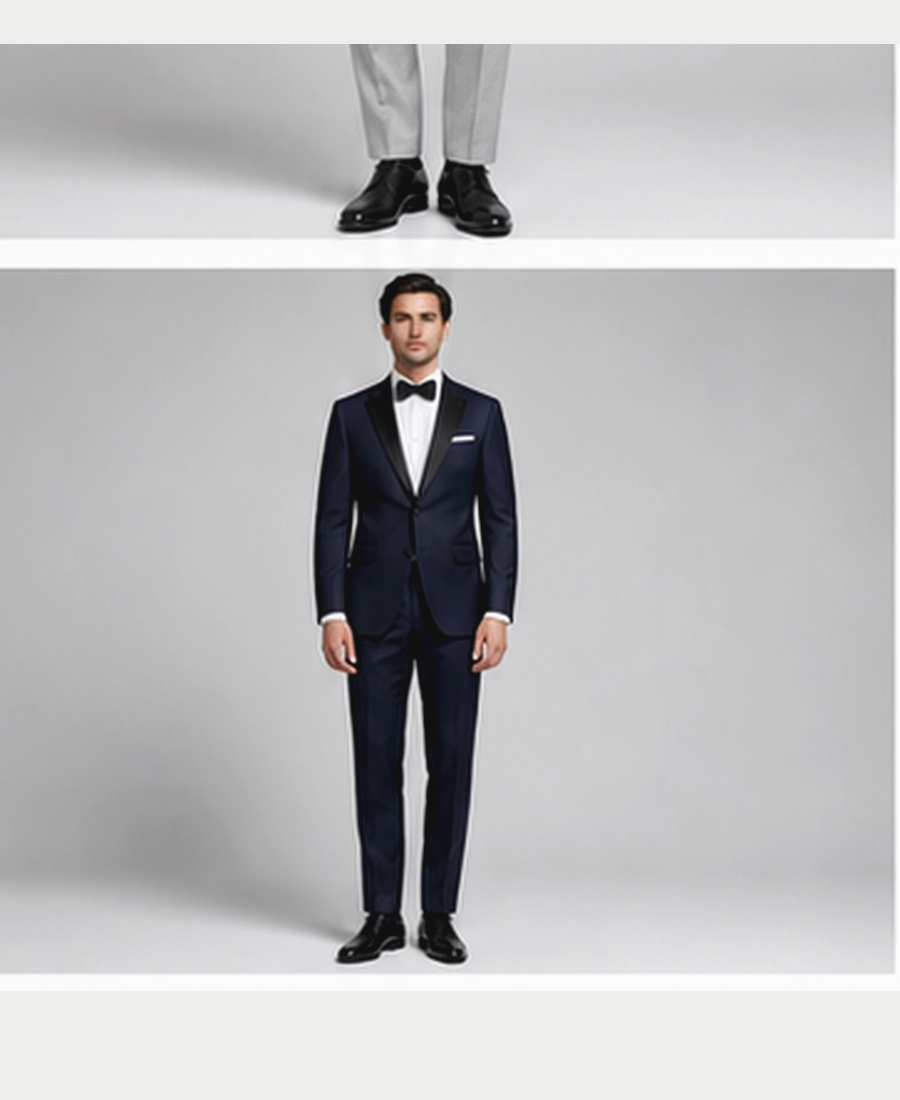 Model wearing Tuxedo Suit Slim Fit