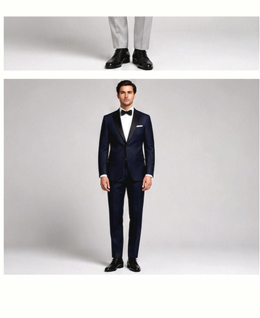Model wearing Tuxedo Suit Tailored Fit